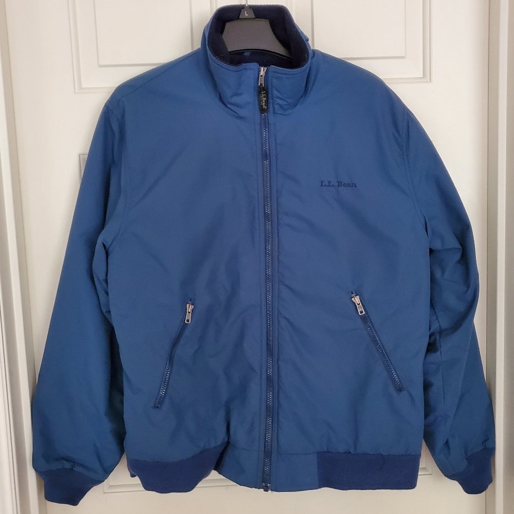 L.L. BEAN  men's full zip fleece lined jacket in blue Size Medium
